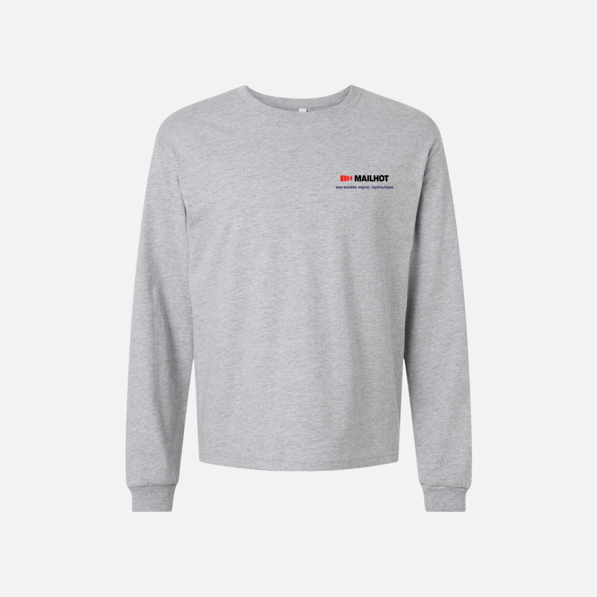 T-shirt manches longues Bella + Canvas gris athlétique, vêtement à manches longues pour homme ou femme, style décontracté.