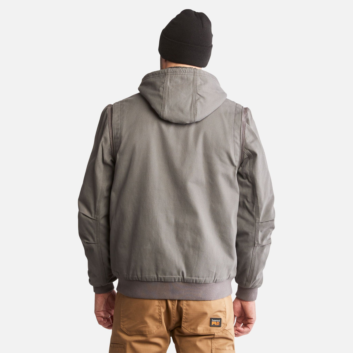 Manteau-doublee-polaire-Timberland-A1VB4060-gris-derrière-mannequin