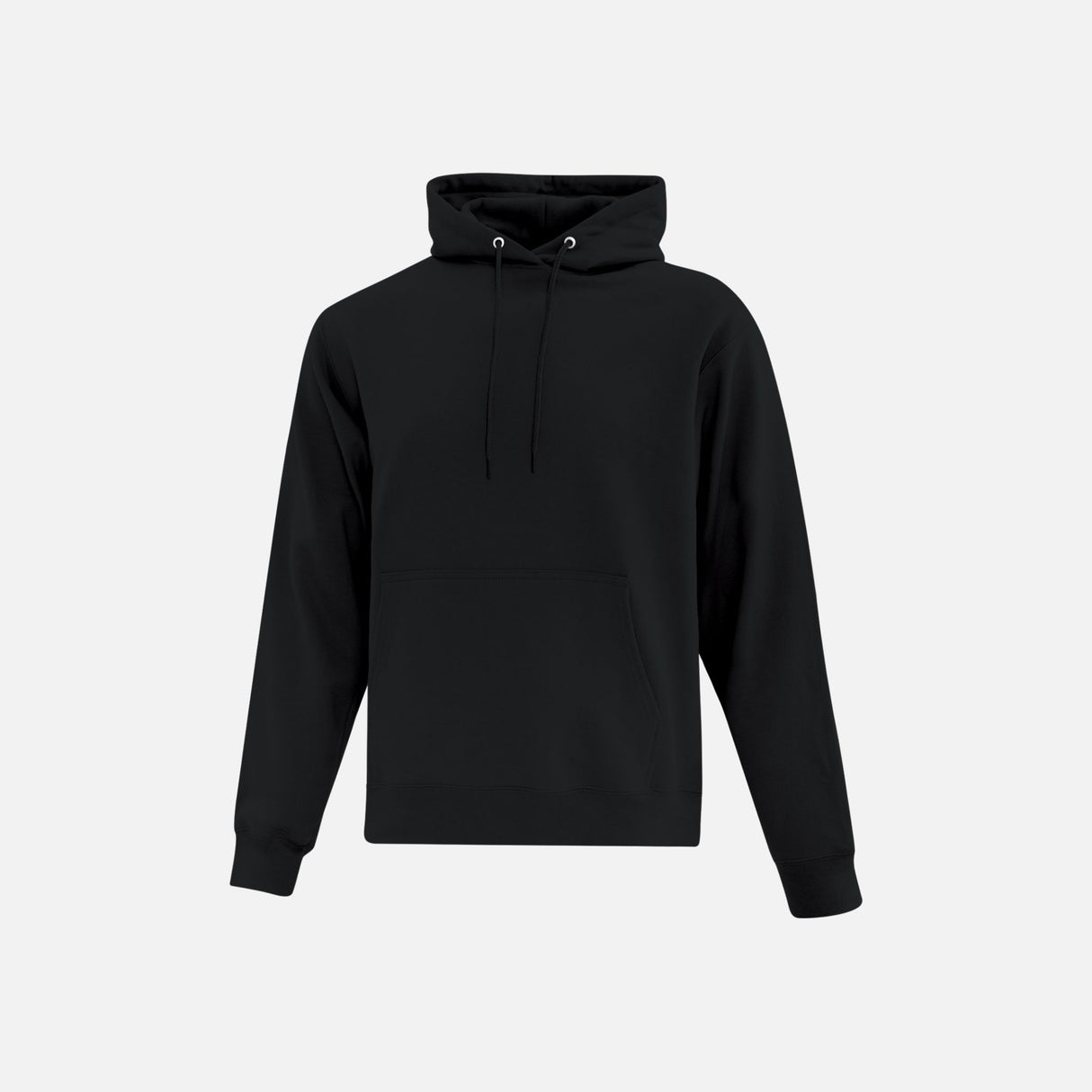Chandail à capuchon noir ATC Sanmar en molleton, vêtement chaud et durable pour un style confortable et décontracté.