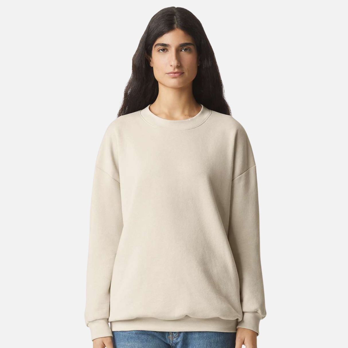 Molleton à col rond unisexe American Apparel RF496, vêtement confortable en mailhot avec capuche, vue de face.