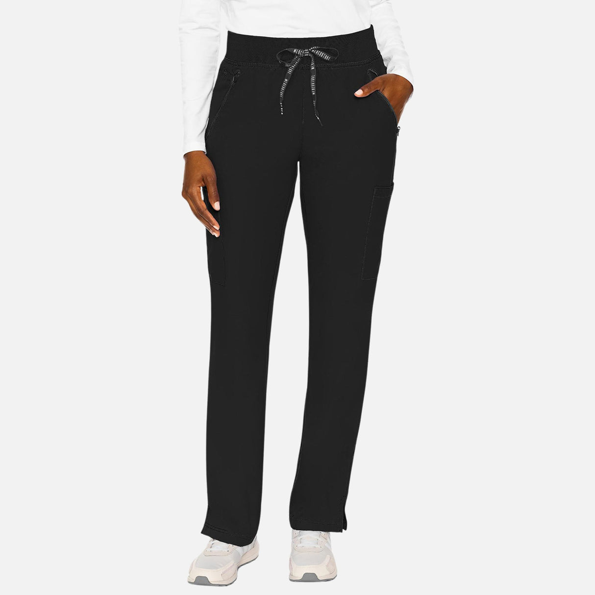 Pantalon médical MedCouture MC Insight, coupe droite, extensible, vêtements uniformes pour professionnel de santé, noir.