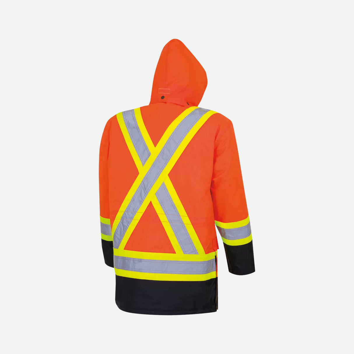 Parka haute visibilité 7-en-1 pour homme Surewerx, réversible, imperméable, orange et noir, vêtements sécurité et visibilité.