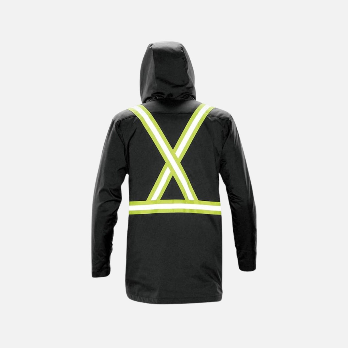 Parka à bandes 3-en-1 Stormtech, manteau noir réfléchissant avec protection complète et chaleur modulable.