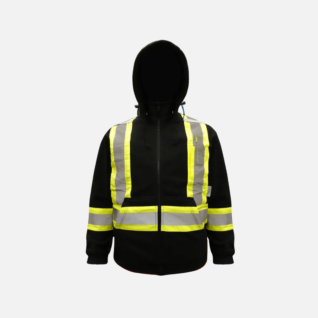 Veste en coton ouaté de sécurité Viking noire avec bandes réfléchissantes pour une chaleur et une visibilité accrues.