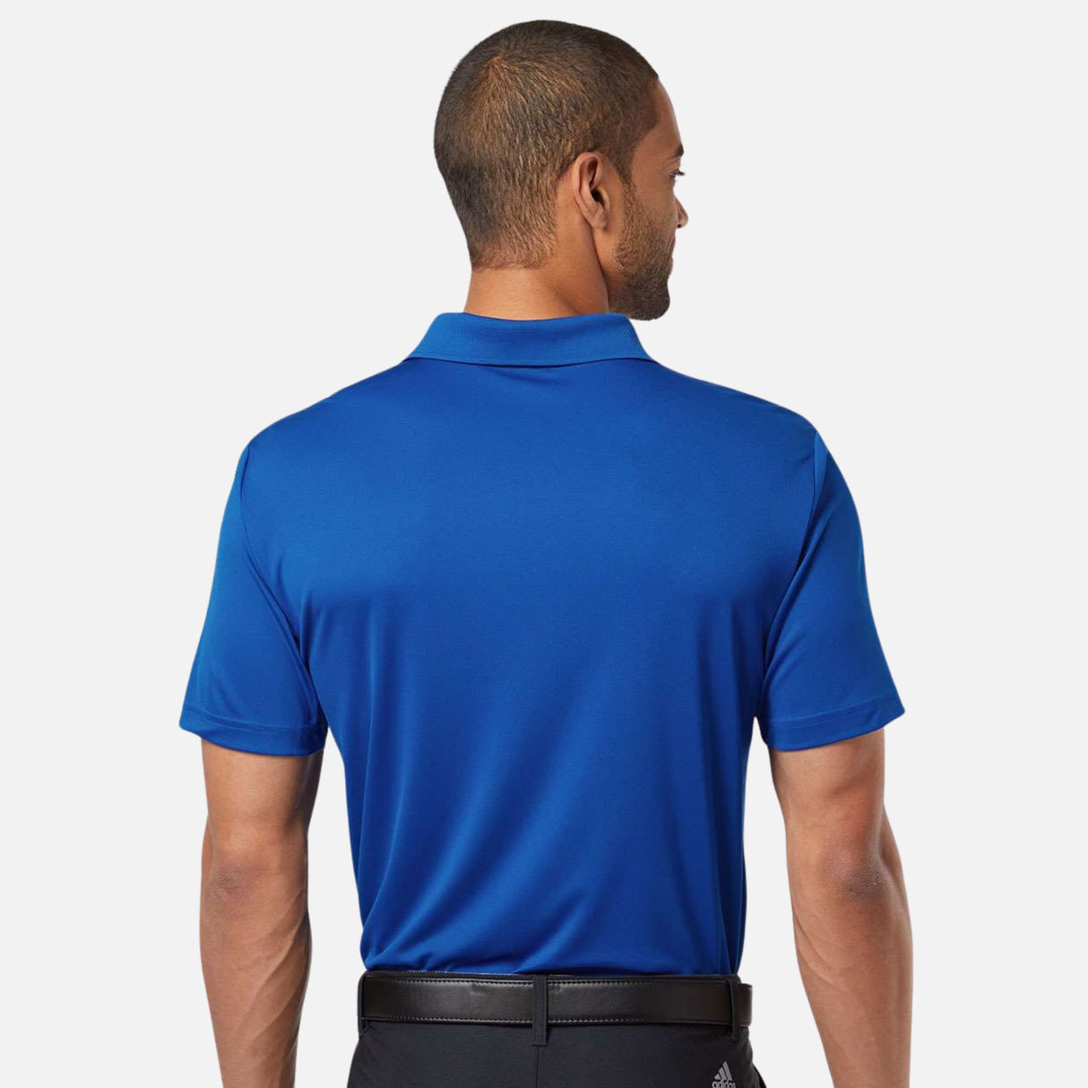 Polo à manches courtes Adidas Performance en tissu royal, vue frontale, pour homme, vêtements polos corpo.