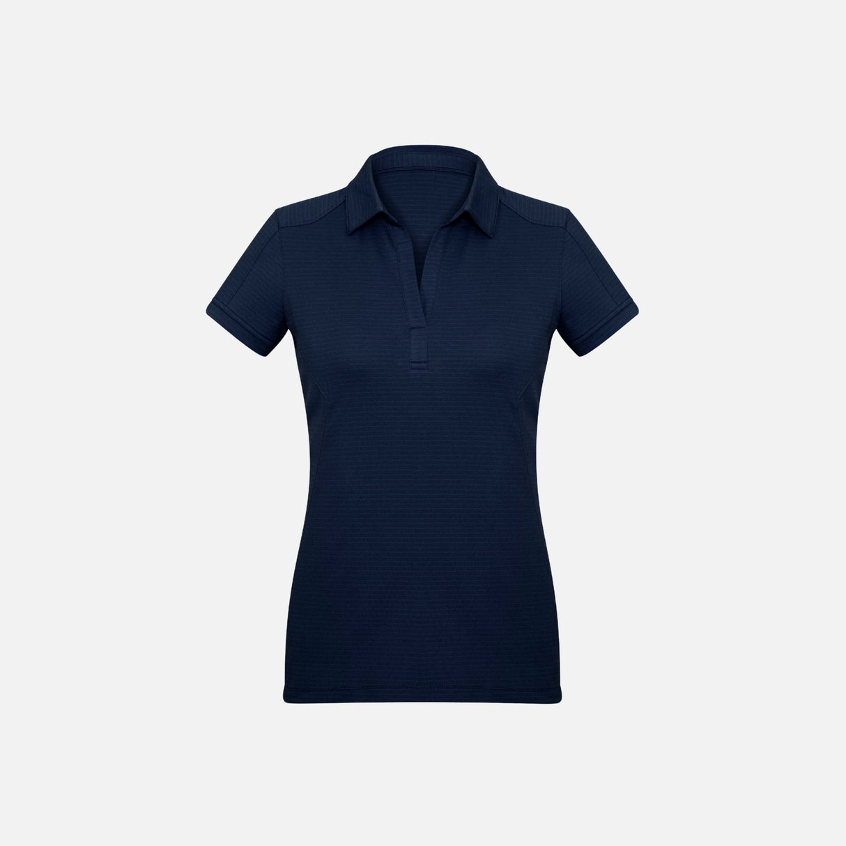 Polo à manches courtes pour femme Biz P706LS en marine, vêtement polo en coton avec col et boutons, style décontracté.
