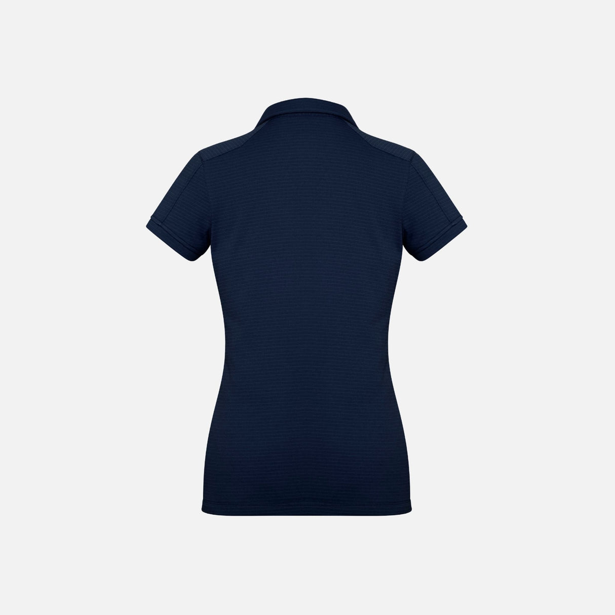 Polo à manches courtes pour femme de la marque Biz, modèle P706LS, en tissu marine, porté sur mannequin.