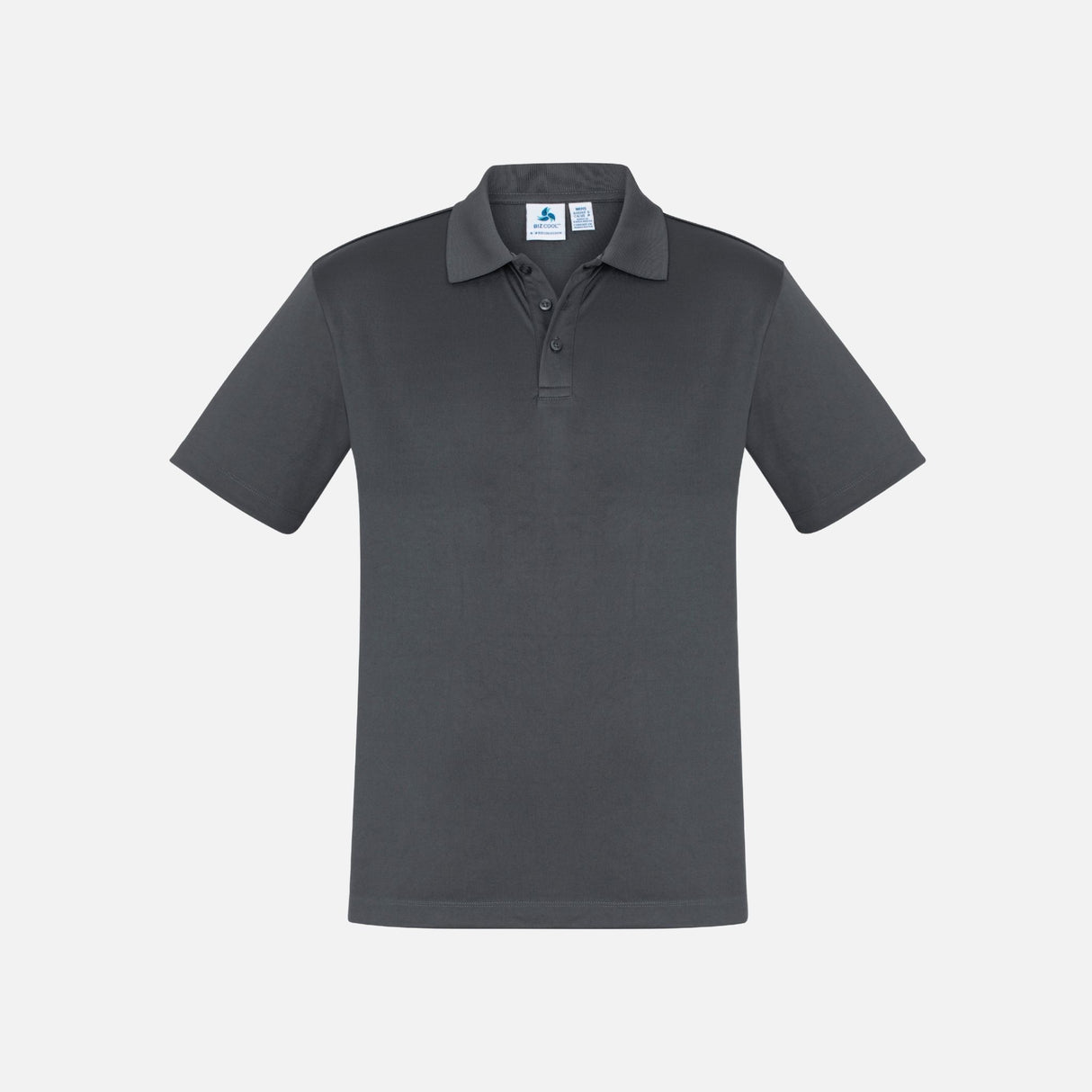 Polo à manches courtes pour homme Biz Ace en gris, tissu confortable, col classique, look décontracté et élégant.