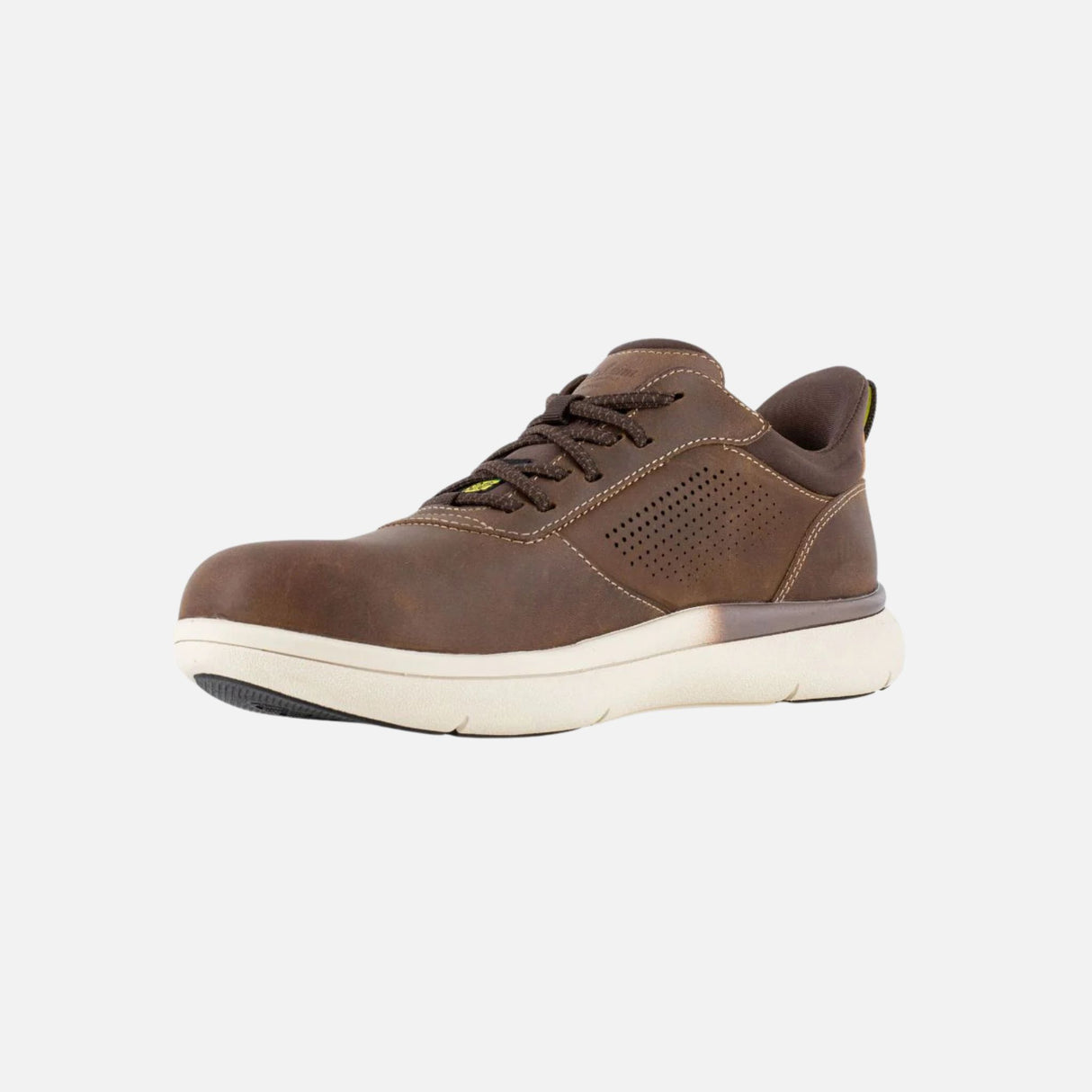Souliers de travail sans lacets Reebok Fleet Work avec embout composite et semelle confortable, en brun.