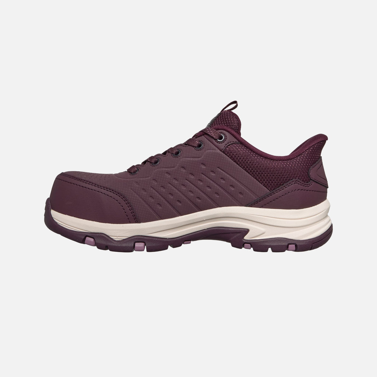 Chaussure de sécurité femme Skechers 108465 Plum, soulier de travail violet en vue latérale