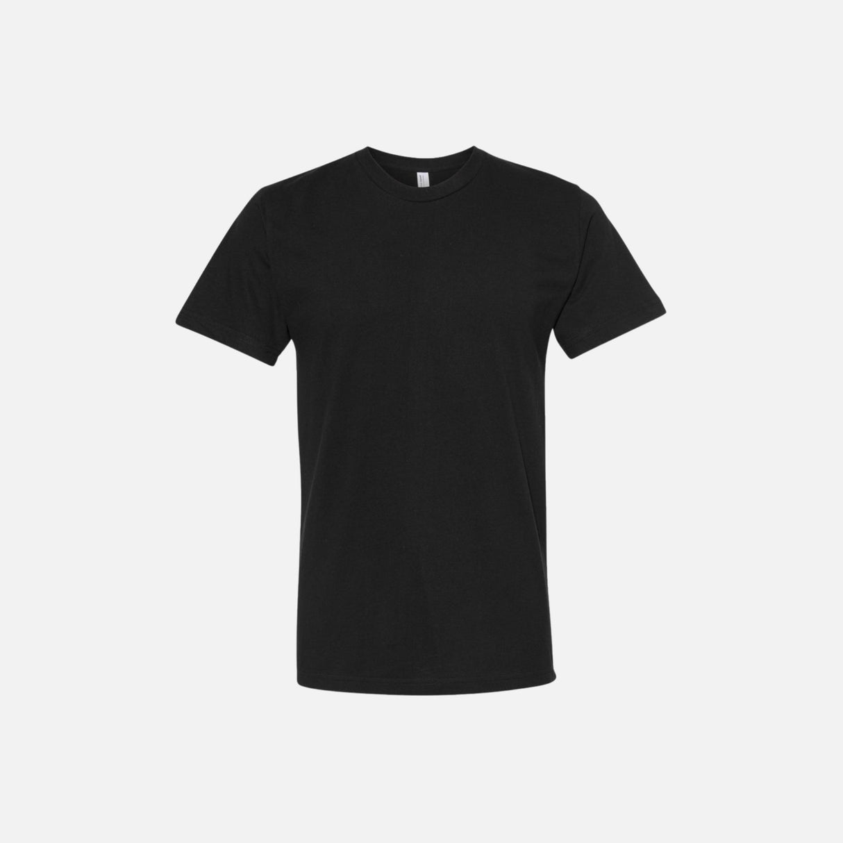 T-shirt unisexe en coton peigné noir American Apparel avec coupe structurée et manches courtes, doux et confortable.