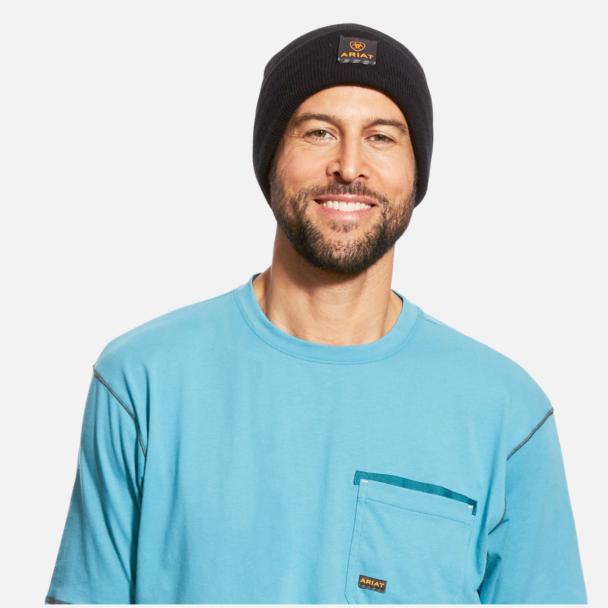 Tuque Ariat Rebar Watch Cap unisexe en noir, accessoire chaud et léger pour le confort en hiver.