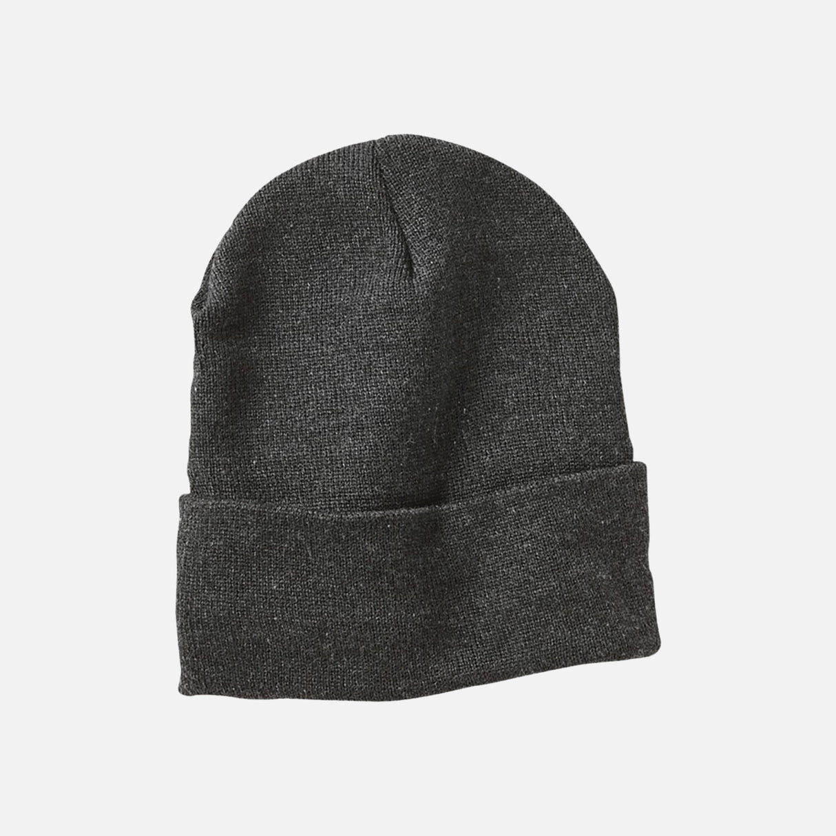 Tuque à revers doublée en polaire Sportsman, en laine acrylique charbon, adaptée pour le froid et les activités extérieures.