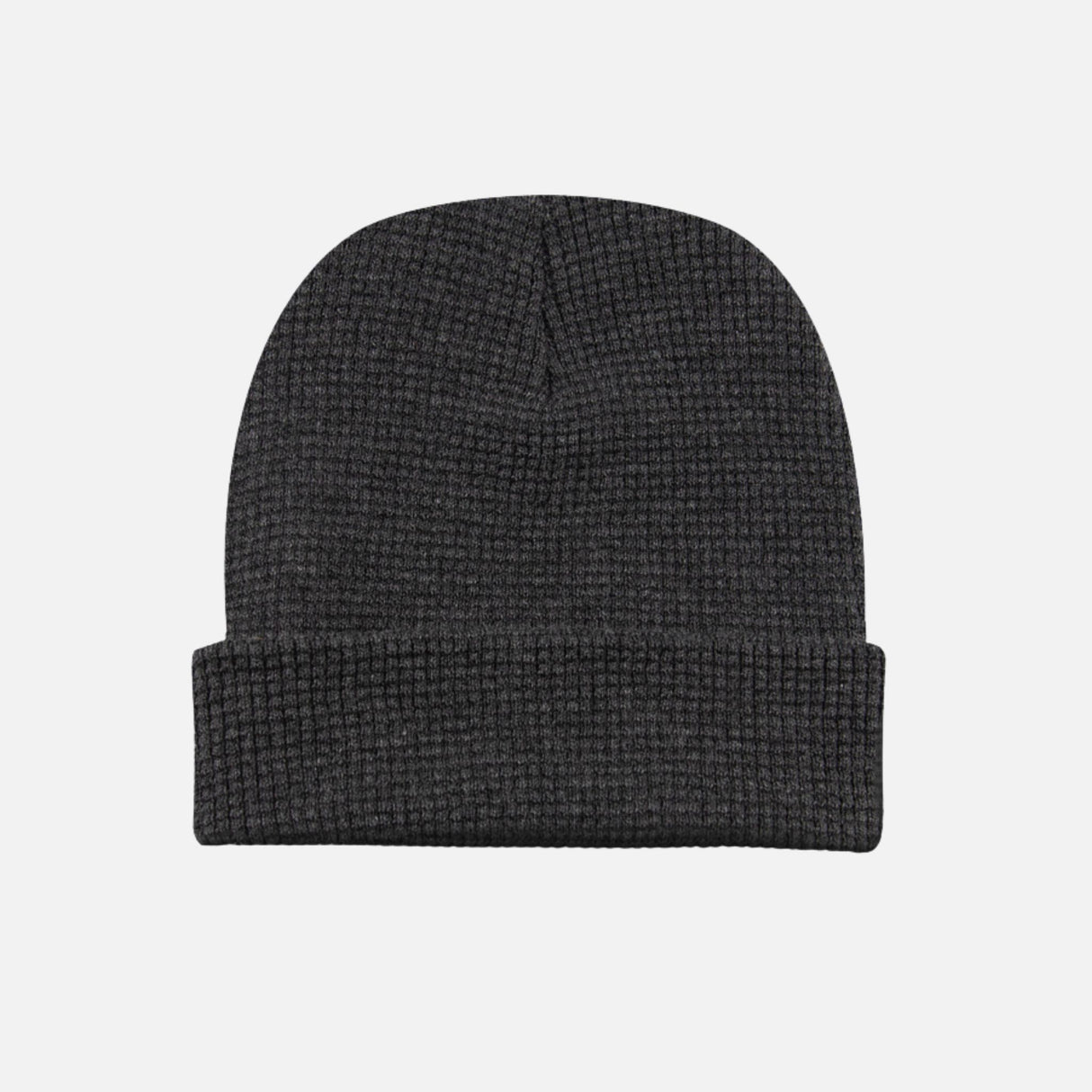Tuque gaufrée avec revers de DML Creation, en laine douce couleur charbon, montrant la texture gaufrée et le revers côtelé.