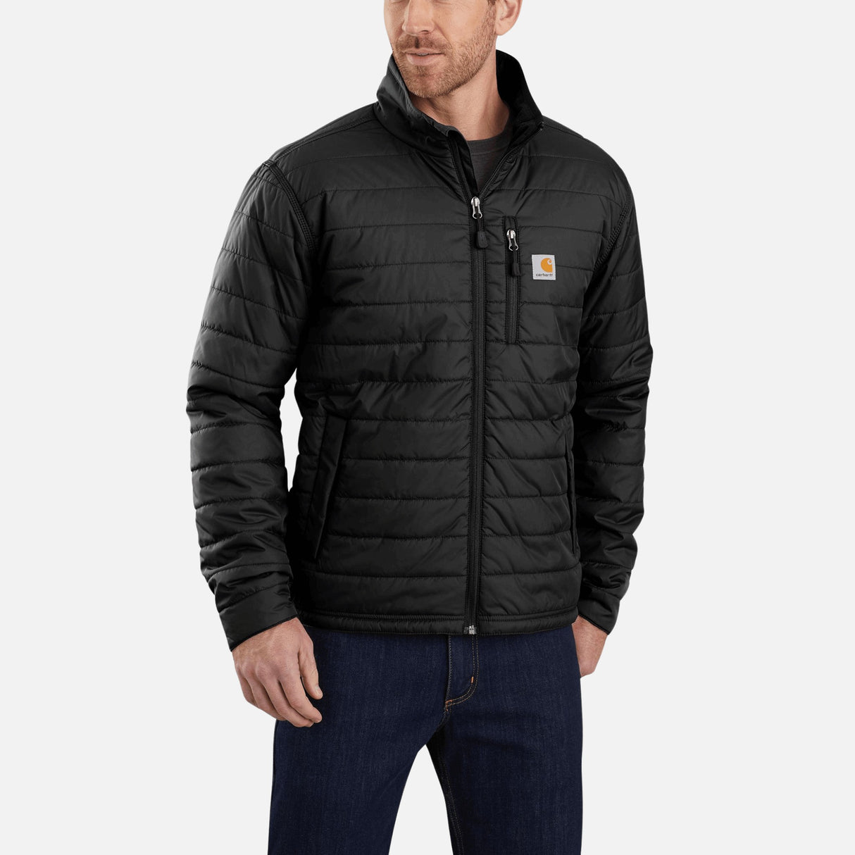 Veste-isolante-Carhartt-102208-noir-devant-mannequin