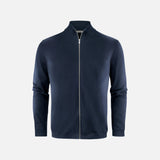 Cardigan zippé en tricot pour homme James Harvest Ashland, veste confortable avec fermeture éclair, couleur gris clair.