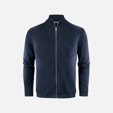 Cardigan zippé en tricot pour homme James Harvest Ashland, veste confortable avec fermeture éclair, couleur gris clair.