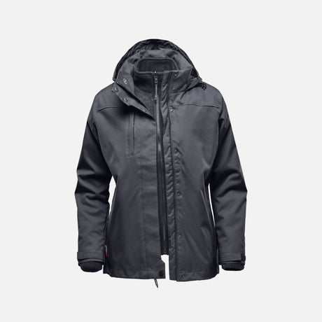 Parka 3-en-1 Stormtech, manteau d'hiver avec capuche détachable et doublure isolante pour une chaleur modulable.