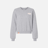 Pull en molleton à col rond American Apparel, vêtement-chandails, tissu doux gris clair, vue de face.