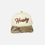 Casquette HUSKY L'Essentiel en tissu, vue de face, avec logo brodé, pour accessoires-casquettes-tuques.