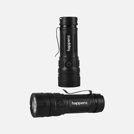 Lampe de poche rechargeable HPG Renew Lite, accessoire personnalisé avec lumière LED, en plastique noir.