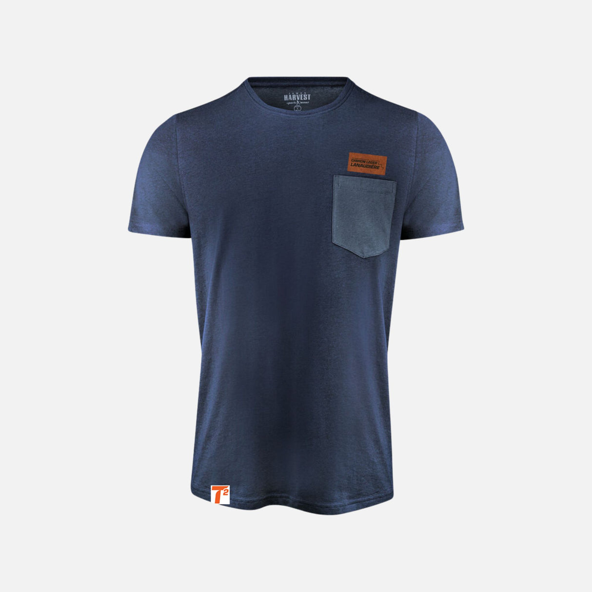 T-shirt bicolore pour homme James Harvest, vêtement tendance avec design moderne, porté sur mannequin.