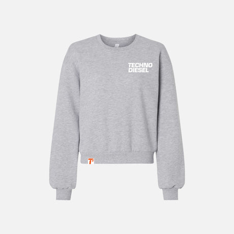Pull en molleton à col rond American Apparel, style décontracté, tissu doux, couleur gris clair, adapté pour un look casual.