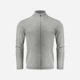 Veste en tricot zippée pour homme James Harvest Ashland, vêtement chaud et confortable, couleur gris clair, portée décontractée.