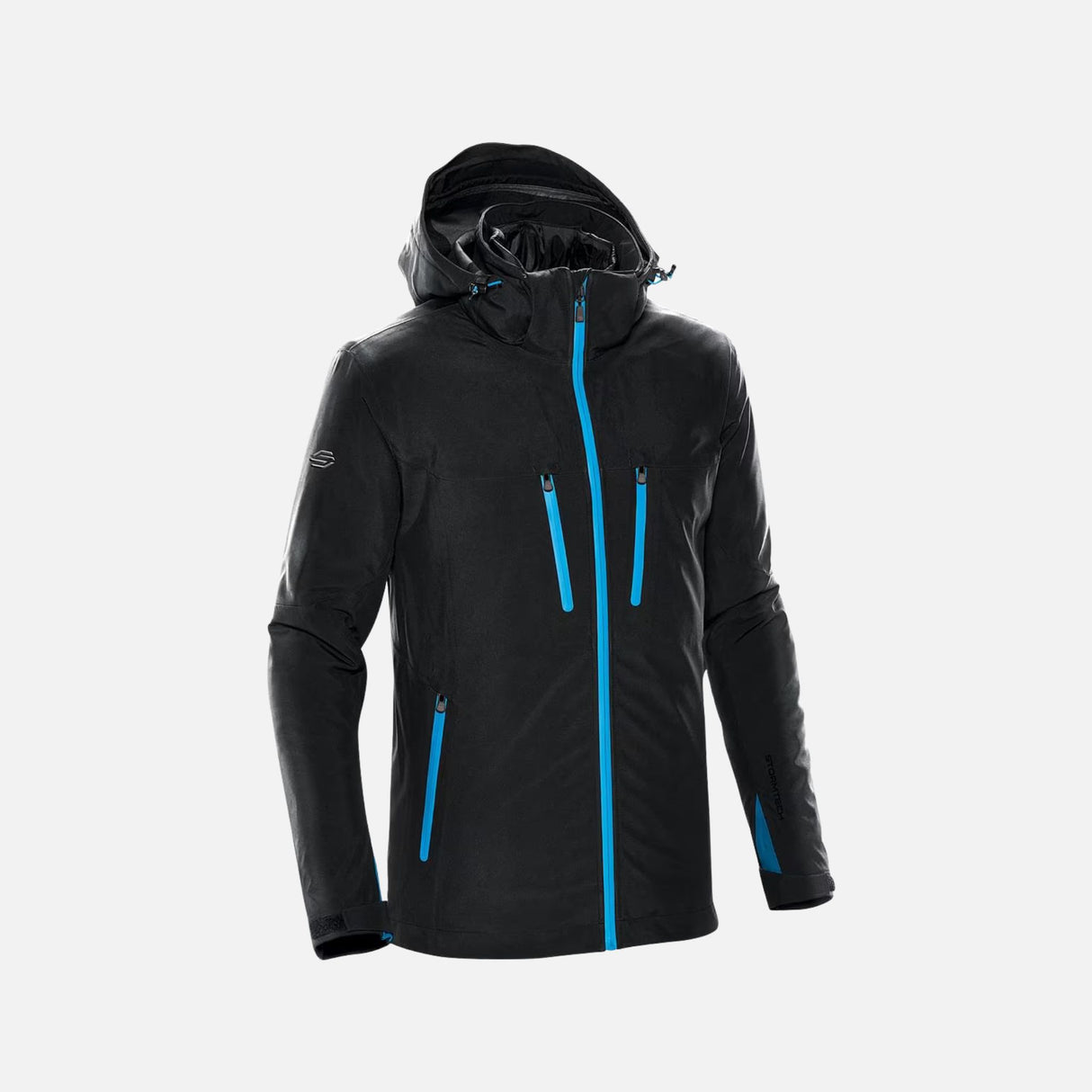 Veste 3-en-1 Stormtech Matrix Homme XB-4, manteau imperméable avec capuche amovible, tissu technique et fermeture éclair.