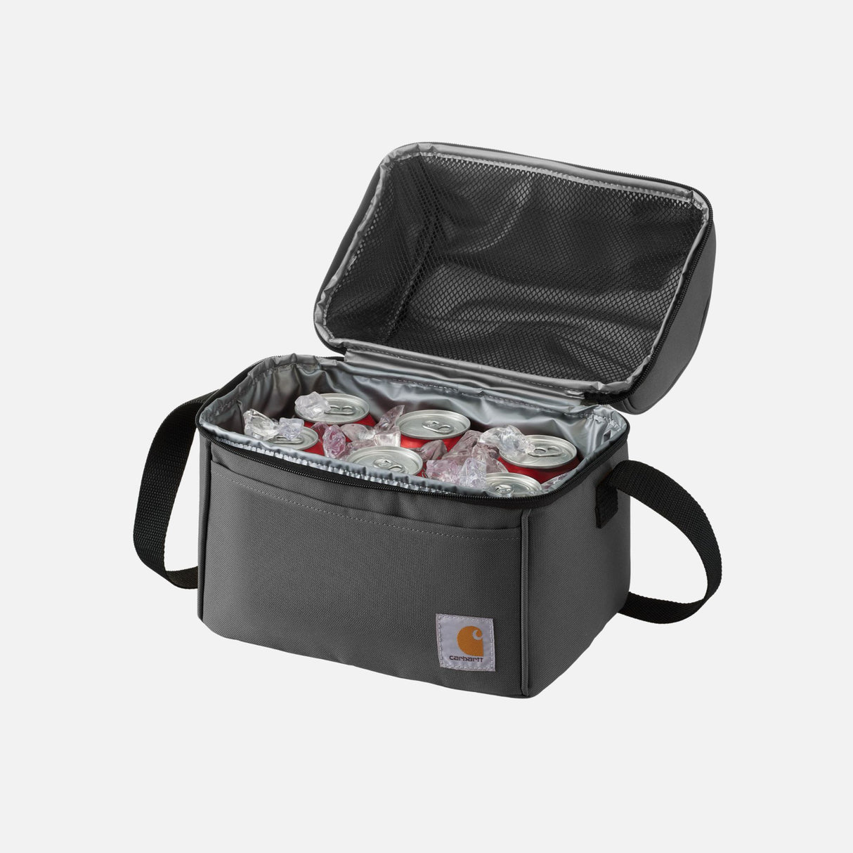 Sac à lunch isotherme Carhartt gris avec double compartiment, durable et pratique pour garder les aliments frais.