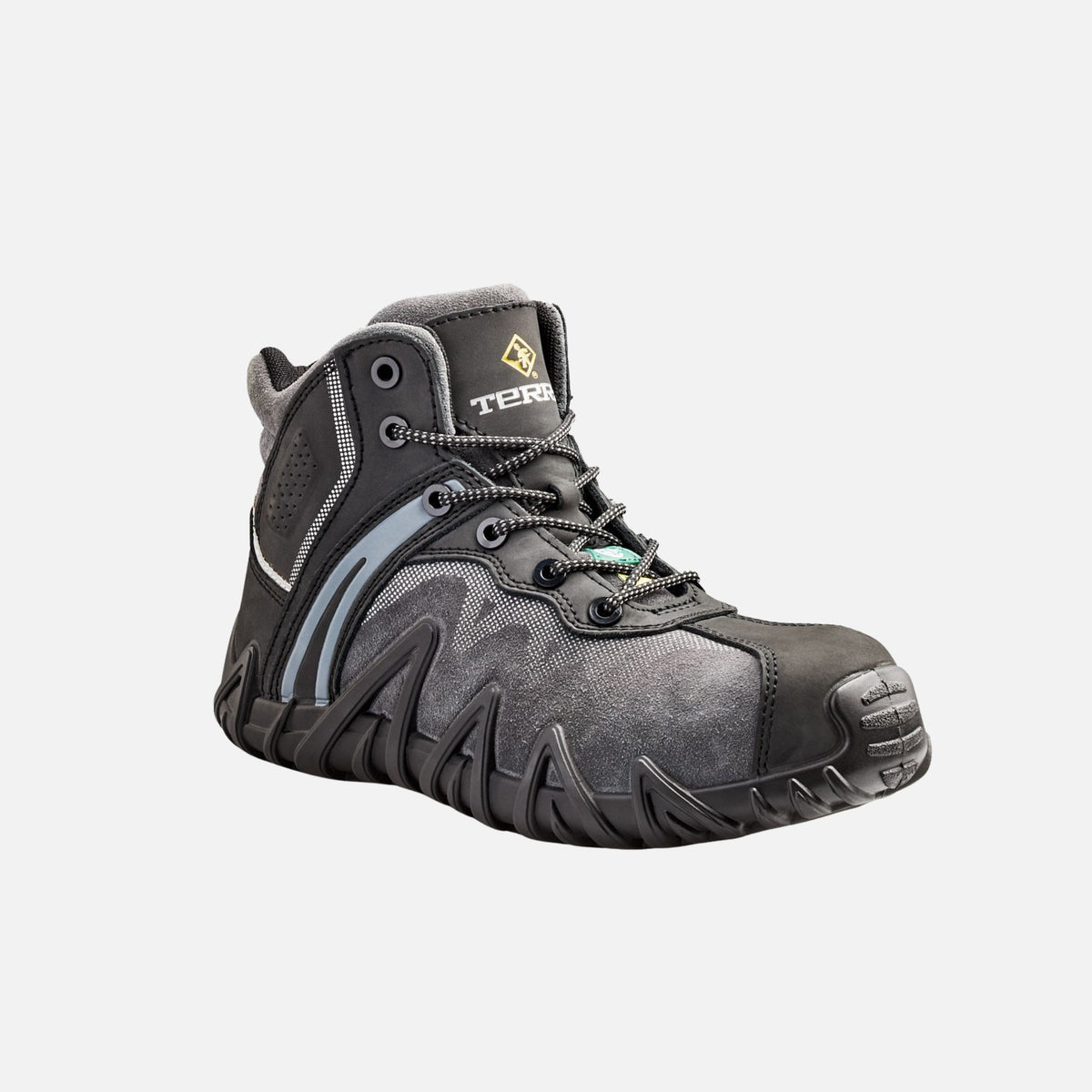 Bottes de travail de sécurité Terra Venom, 6 pouces, en cuir noir, avec semelle antidérapante et protection renforcée.