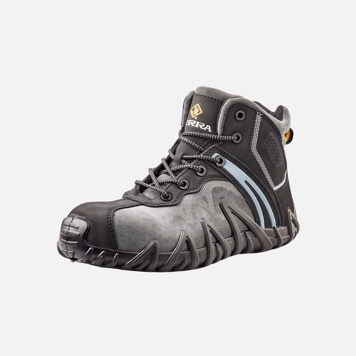 Bottes de travail de sécurité Terra Venom, 6 pouces, en cuir noir, avec semelle antidérapante et protection renforcée.