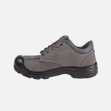 Souliers de sécurité robustes et confortables pour femmes, marque Pilote et Filles, en gris, adaptés au travail.