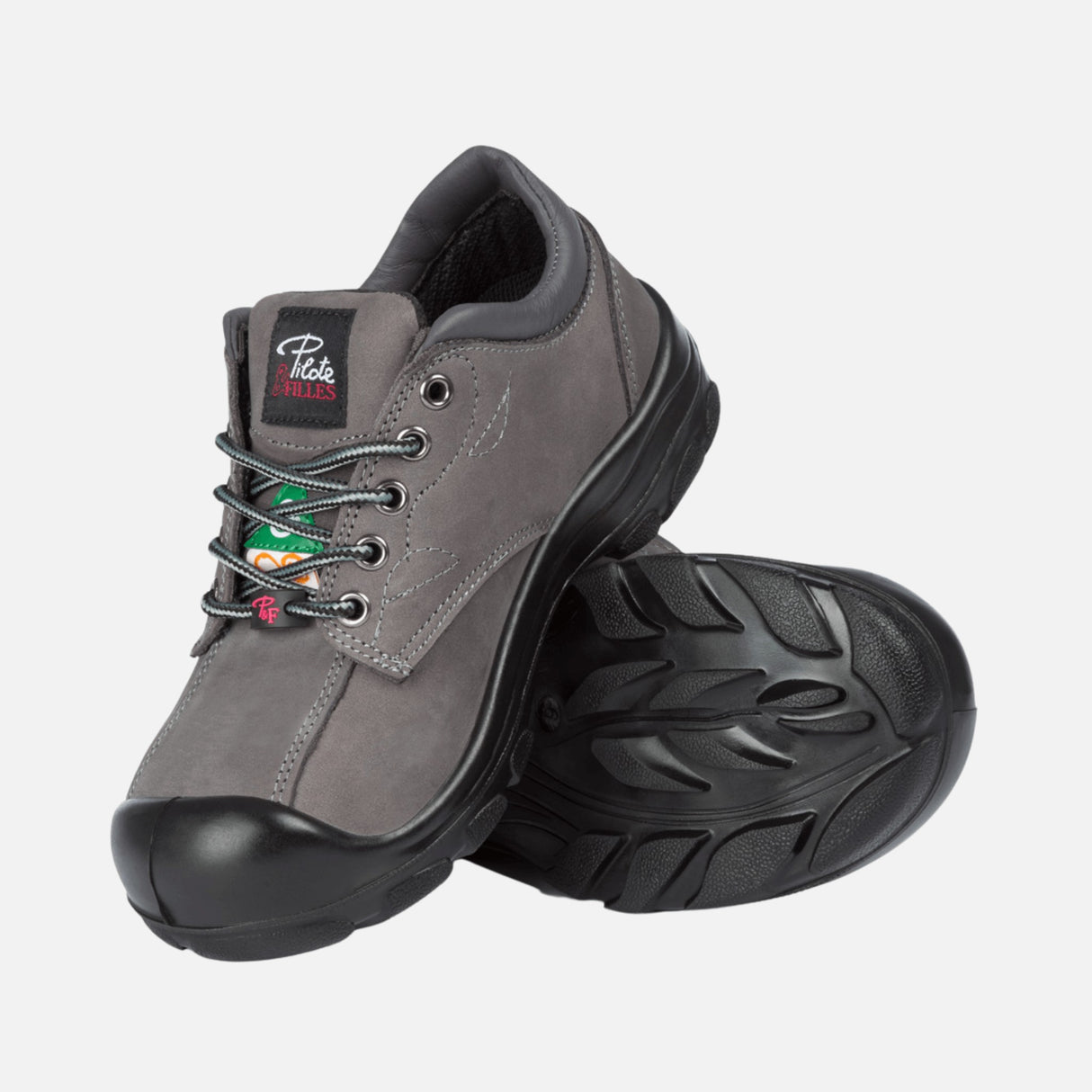 Souliers de sécurité pour femme Pilote et Filles, botte de travail robuste et confortable en gris, pour protection et durabilité.