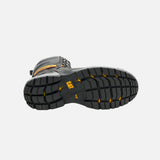 Bottes de travail Caterpillar 8 pouces, imperméables et stables, en noir, adaptées pour l'excavation et les travaux lourds.