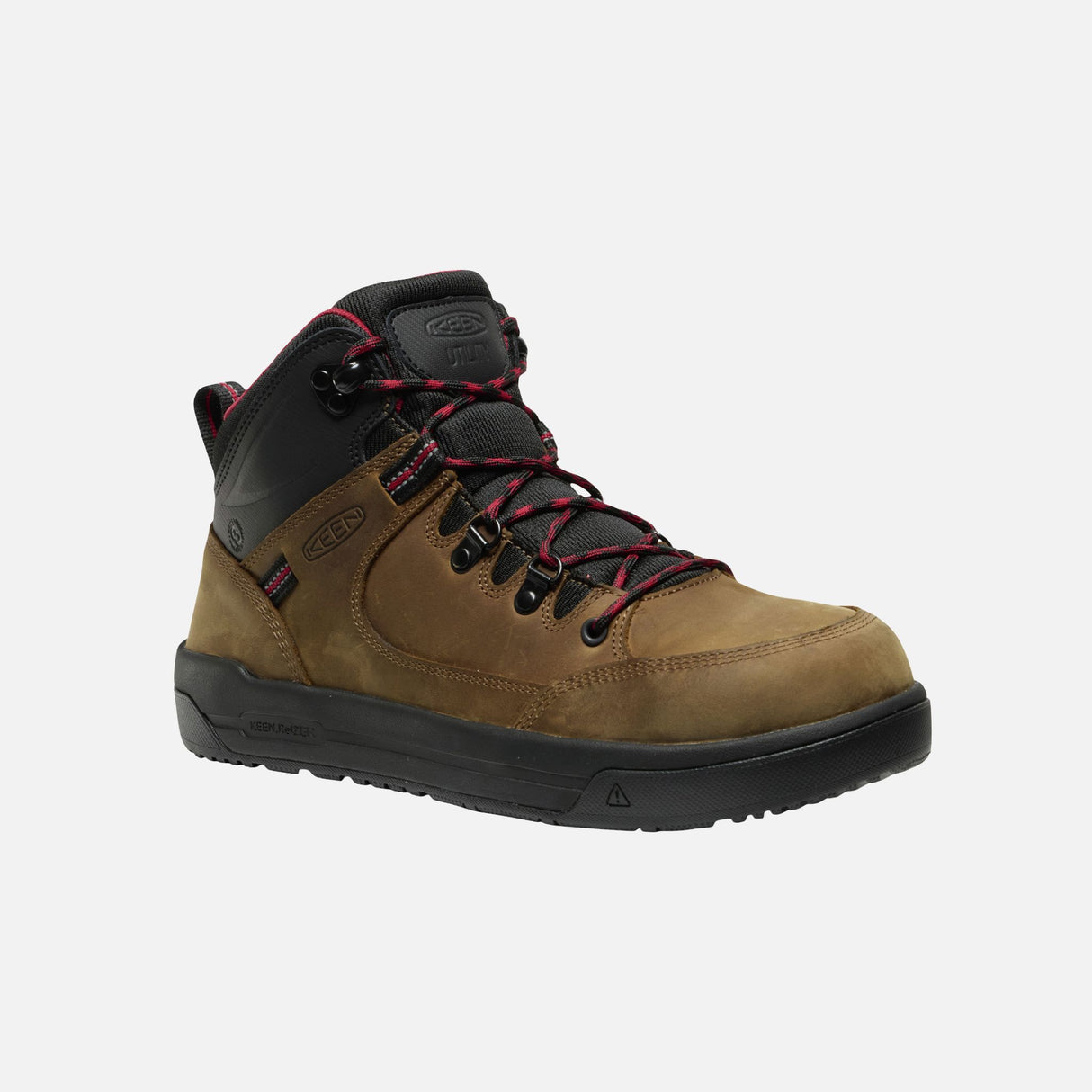Bottes de travail Keen style randonnée imperméables avec protection CSA, en brun, conçues pour la sécurité et le confort.