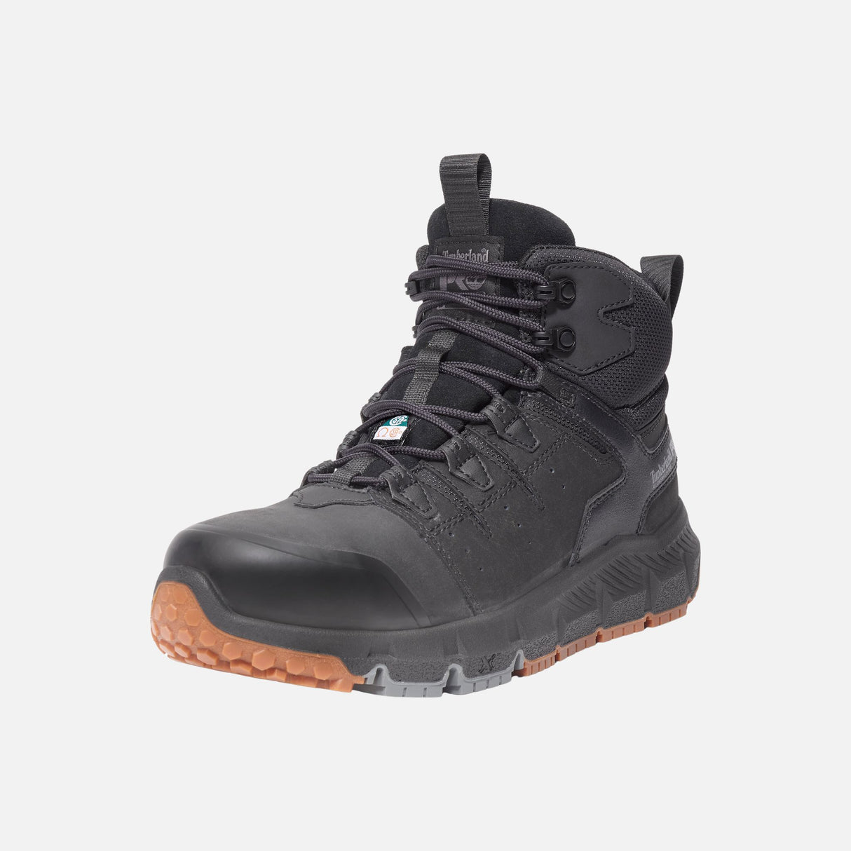 Bottes de travail Timberland 6 po en cuir noir avec embout en alliage et protection CSA, robuste et sécuritaire.