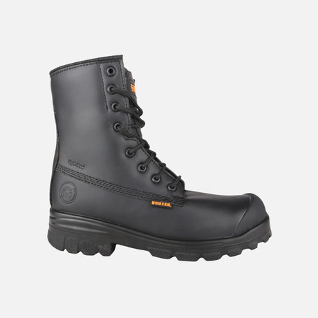 Bottes de travail STC noires avec embout d'acier, conçues pour le confort et la durabilité en milieu professionnel.