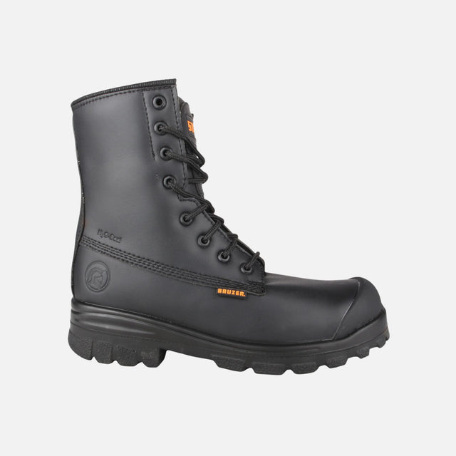 Bottes de travail STC noires avec embout d'acier, conçues pour le confort et la durabilité en milieu professionnel.