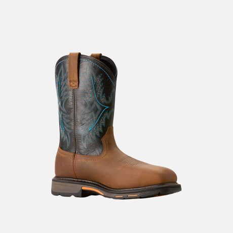 Bottes de travail Ariat WorkHog en brun, confort tout-terrain, imperméables, avec semelle robuste et design durable.