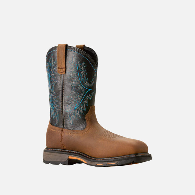 Bottes de travail Ariat WorkHog en brun, confort tout-terrain, imperméables, avec semelle robuste et design durable.