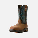 Bottes de travail Ariat WorkHog en brun, imperméables, confort tout-terrain, bottes 8 pouces pour usage professionnel.