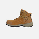 Bottes de travail New Balance MCCLEHPW en cuir tan, chaussures de sécurité confortables et protectrices pour le travail.