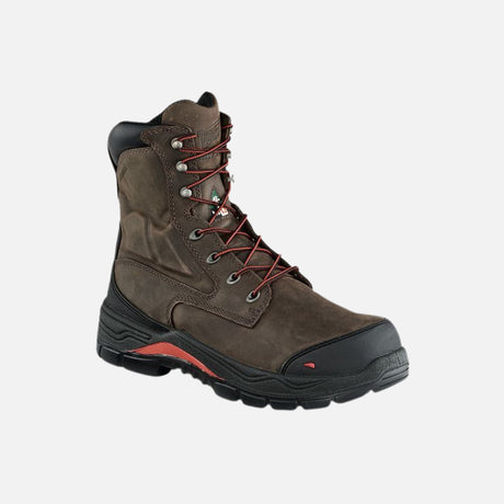 Bottes de travail Red Wing, modèle King Toe, en cuir brun avec espace accru et protection renforcée pour le travail.