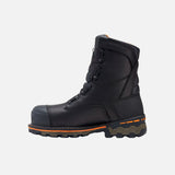 Bottes de travail imperméables Timberland pour l'hiver, en noir, avec protection robuste et semelle stable.
