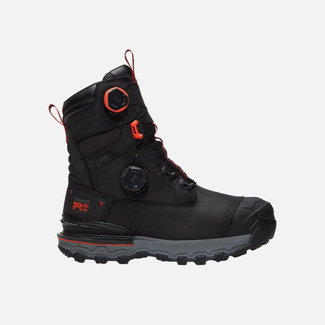 Bottes de travail imperméables Timberland BOA, 8 pouces, noires, avec embout composite et design confortable.