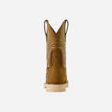 Bottes de travail pour femme Ariat en brun, imperméables, confortables, conçues pour le travail et les activités extérieures.