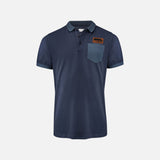 Polo bicolore marine pour homme James Harvest, vêtement polo en coton avec col et manches contrastantes.