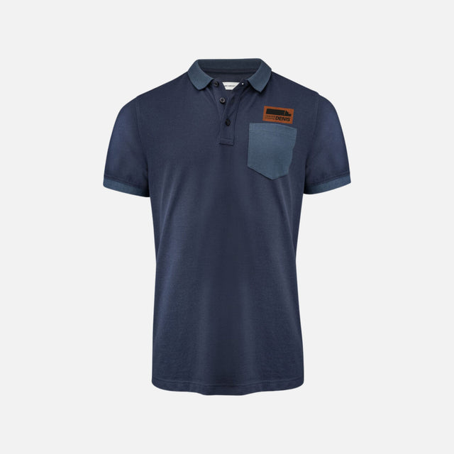 Polo bicolore marine pour homme James Harvest, vêtement polo en coton avec col et manches contrastantes.