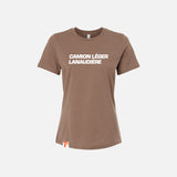 T-shirt à manches courtes Bella + Canvas brun, vêtement en coton pour homme ou femme, vue de face.